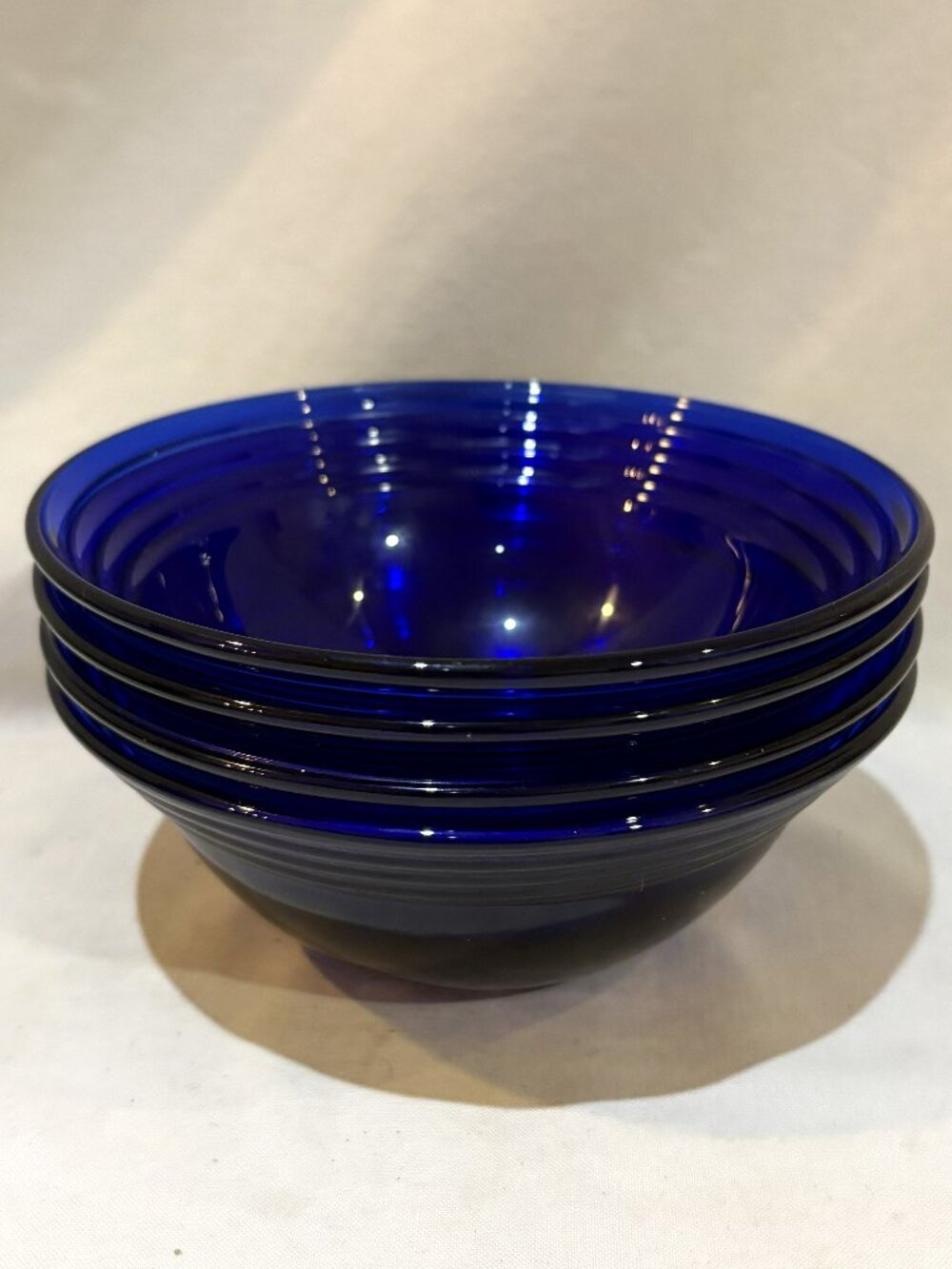 Set of 4 Bormioli Rocco Forum Saphir Cobalt Blue Glass Fruit Berry Bowls